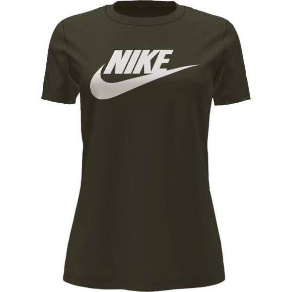 Nike Women's Sportswear‎ Cotton Logo T-Shirt - Medium Olive/white Size S - Picture 1 of 3